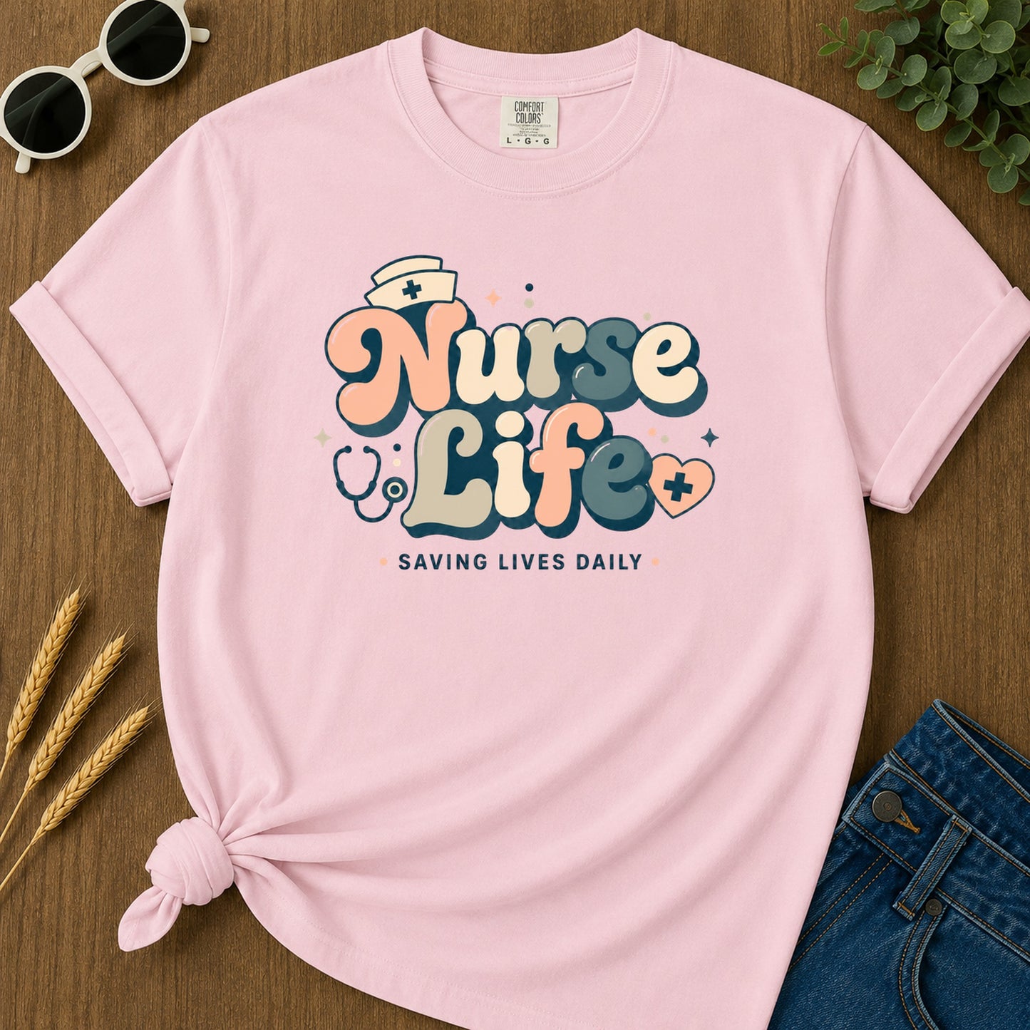 Groovy Nurse T-Shirt - Blossom Mockup