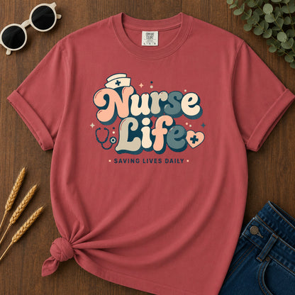 Groovy Nurse T-Shirt - Crimson Mockup