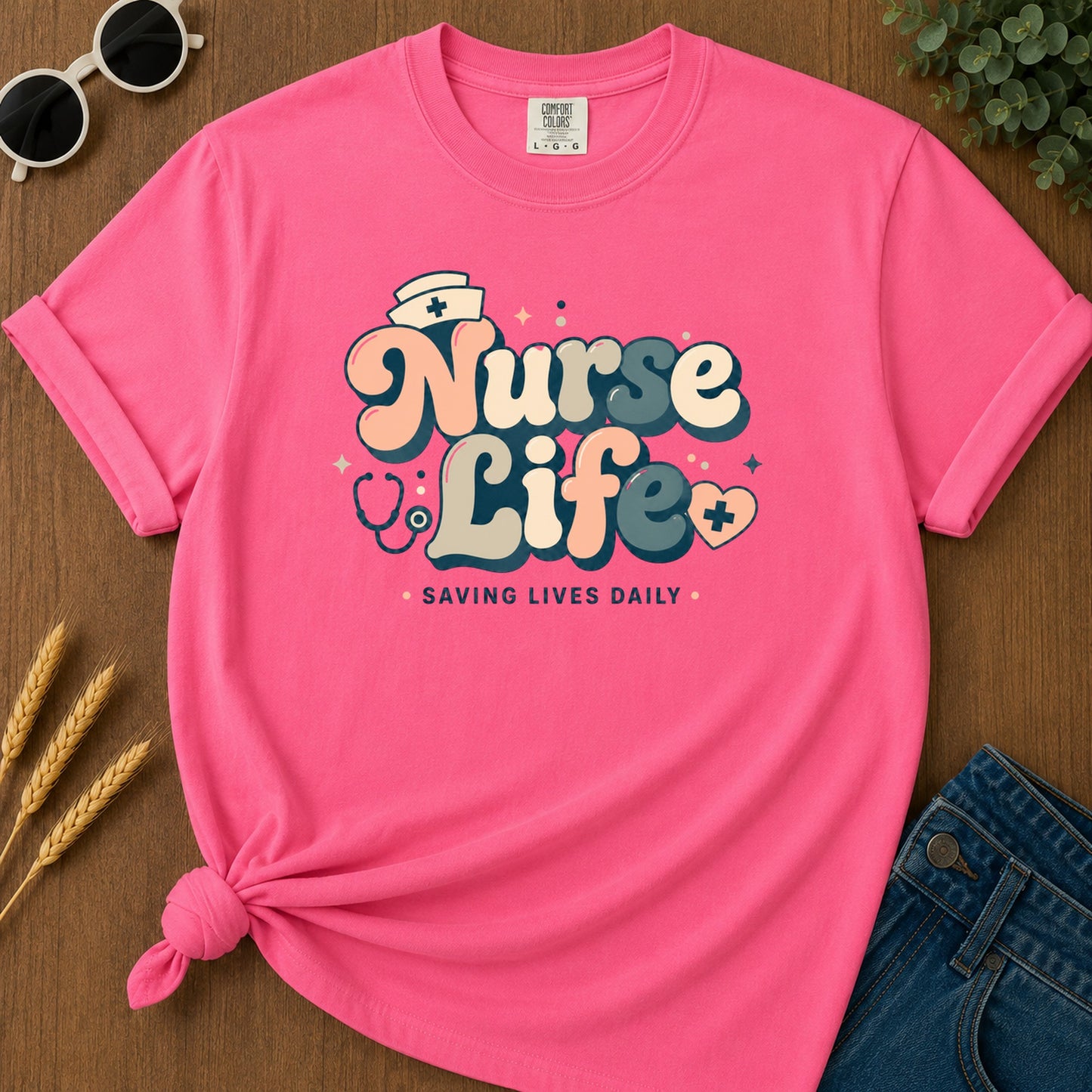 Groovy Nurse T-Shirt - Crunchberry Mockup