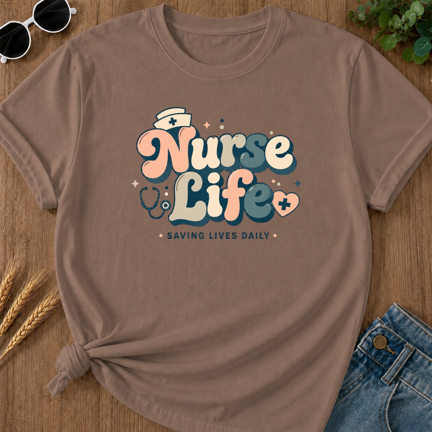 Groovy Nurse T-Shirt - Espresso Mockup