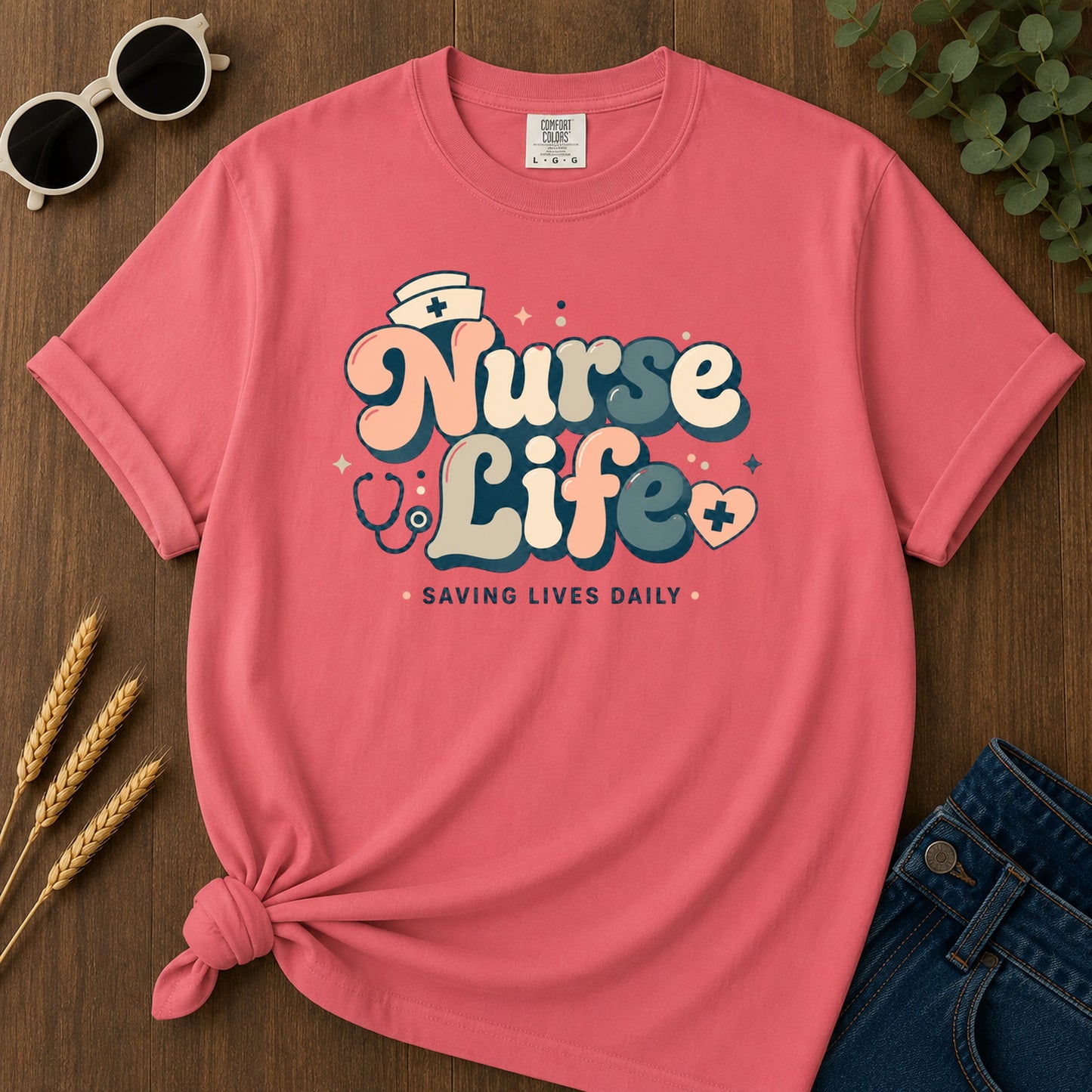 Groovy Nurse T-Shirt - Watermelon Mockup