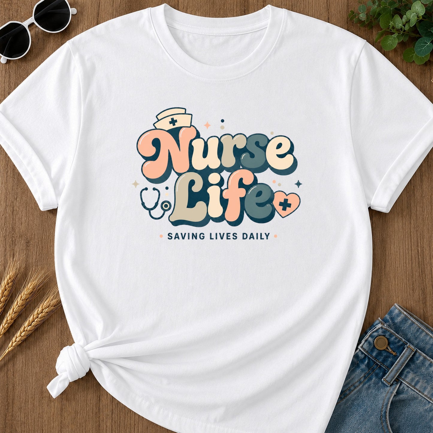 Groovy Nurse T-Shirt - White Mockup