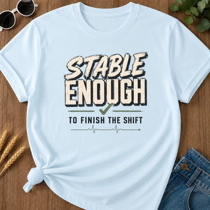 Stable Enough T-Shirt - Chambray Mockup