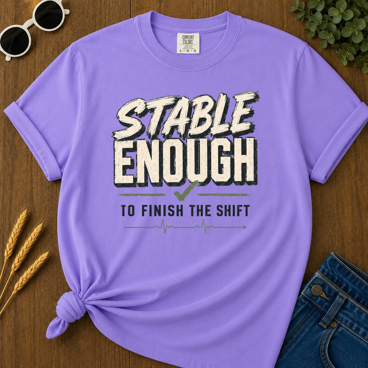 Stable Enough T-Shirt - Violet Mockup