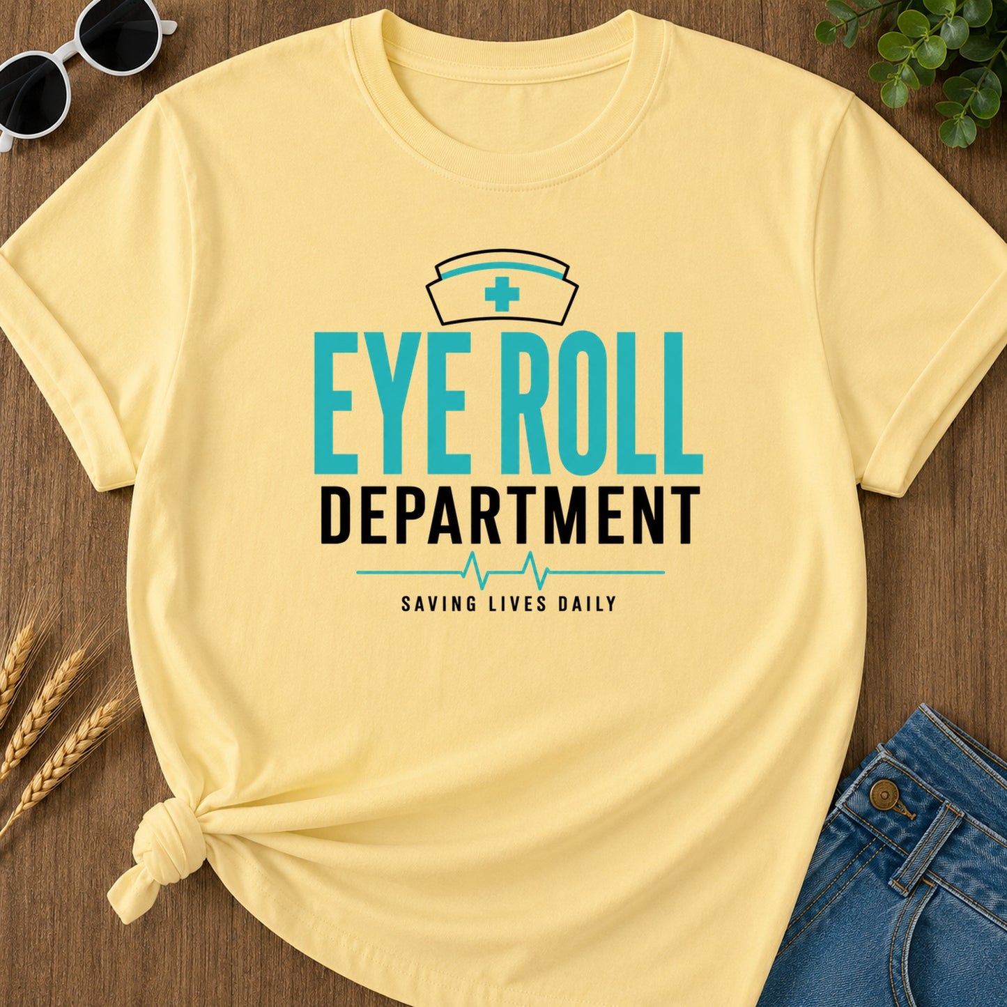 Eye Roll T-Shirt - Butter Mockup
