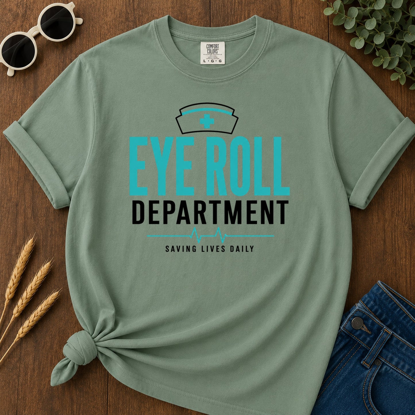 Eye Roll T-Shirt - Light Green Mockup