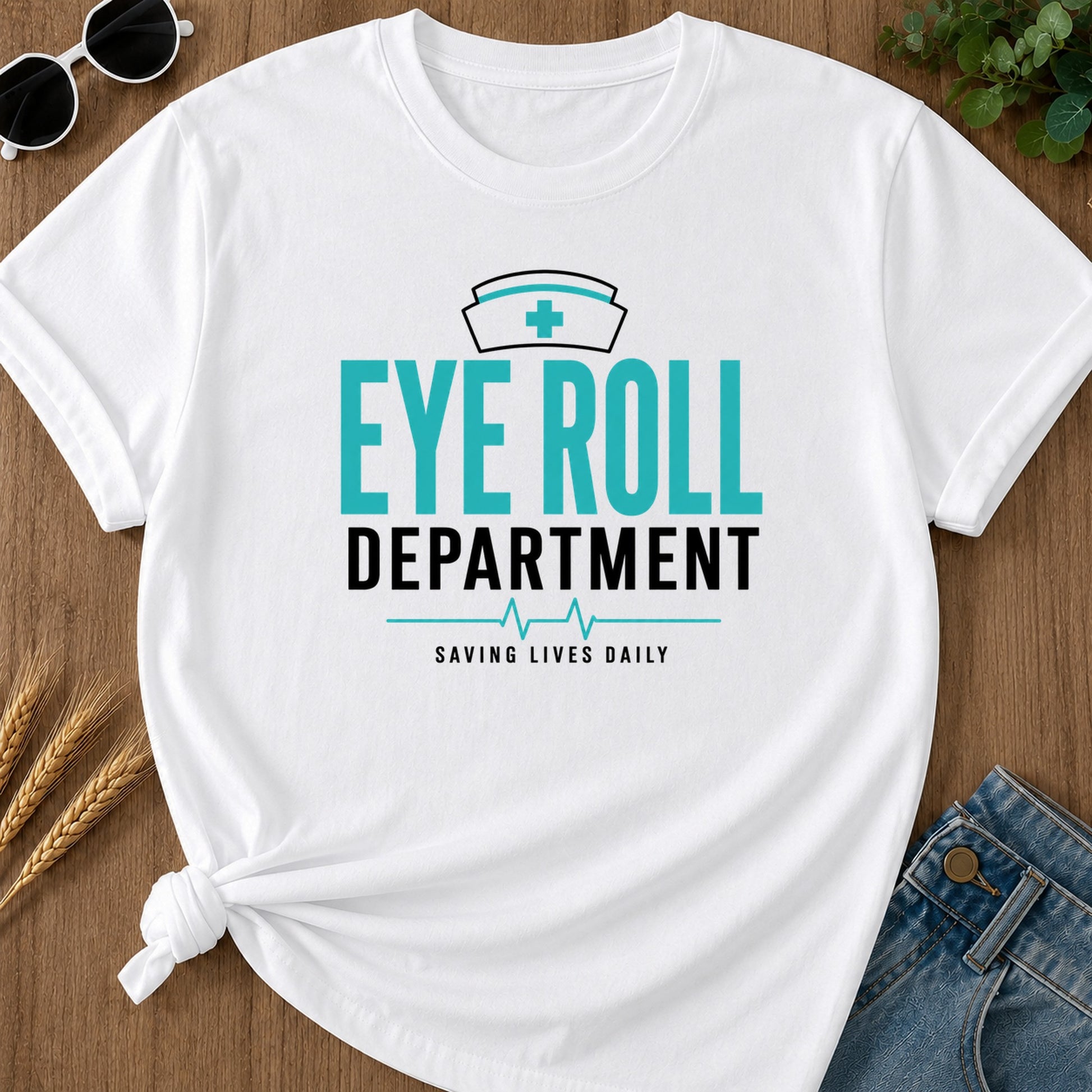 Eye Roll T-Shirt - White Mockup