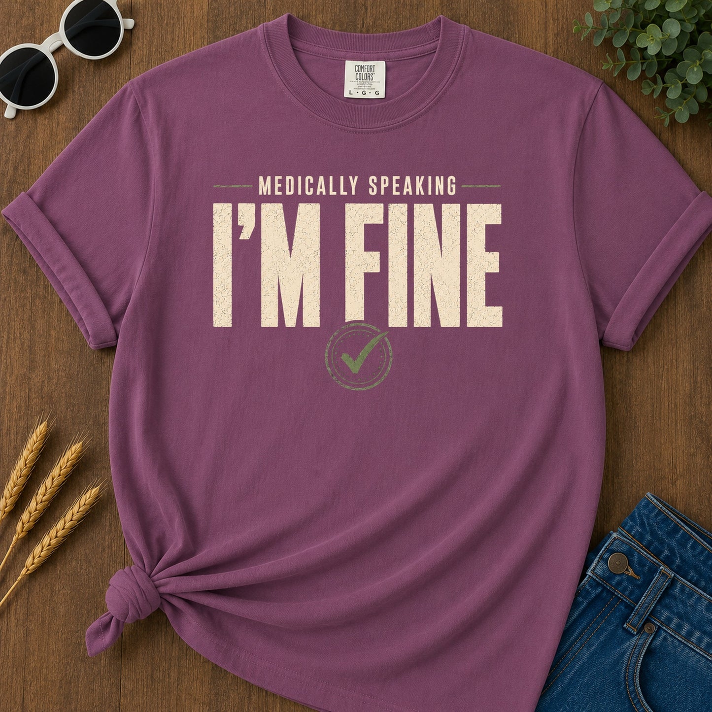 Medically Fine T-Shirt - Berry Mockup
