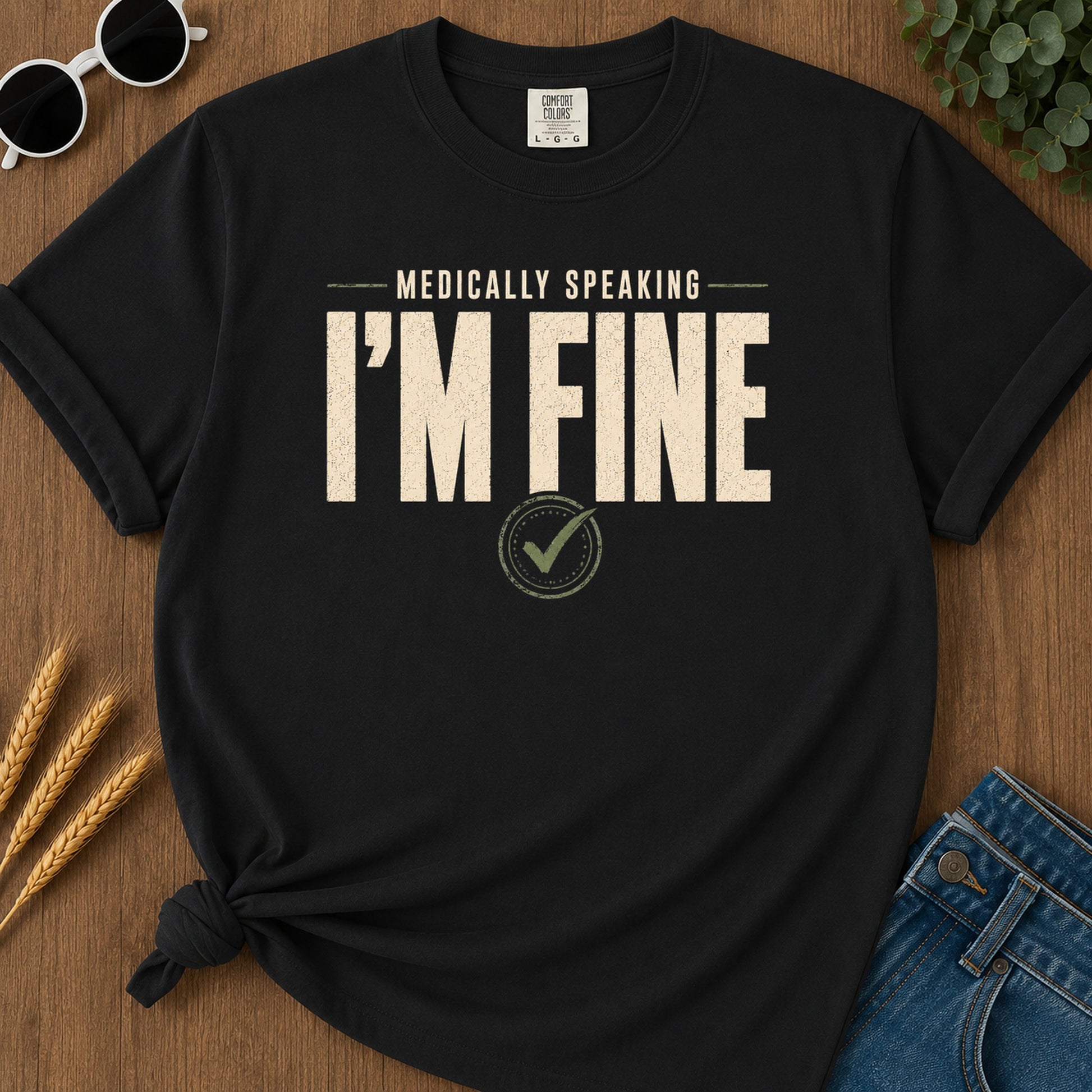 Medically Fine T-Shirt - Black Mockup
