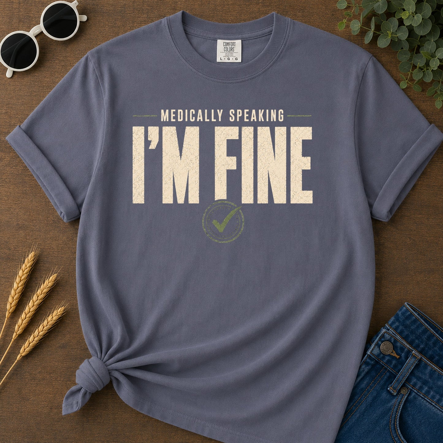 Medically Fine T-Shirt - Navy Mockup