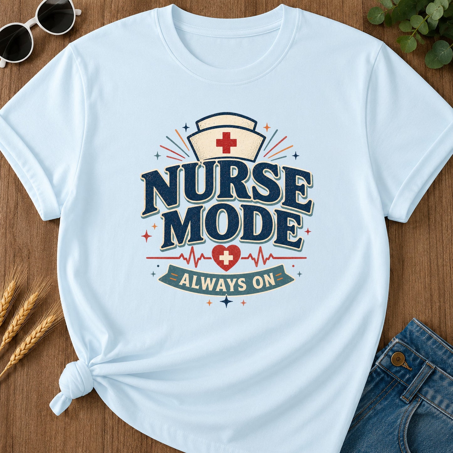 Nurse Mode T-Shirt - Chambray Mockup