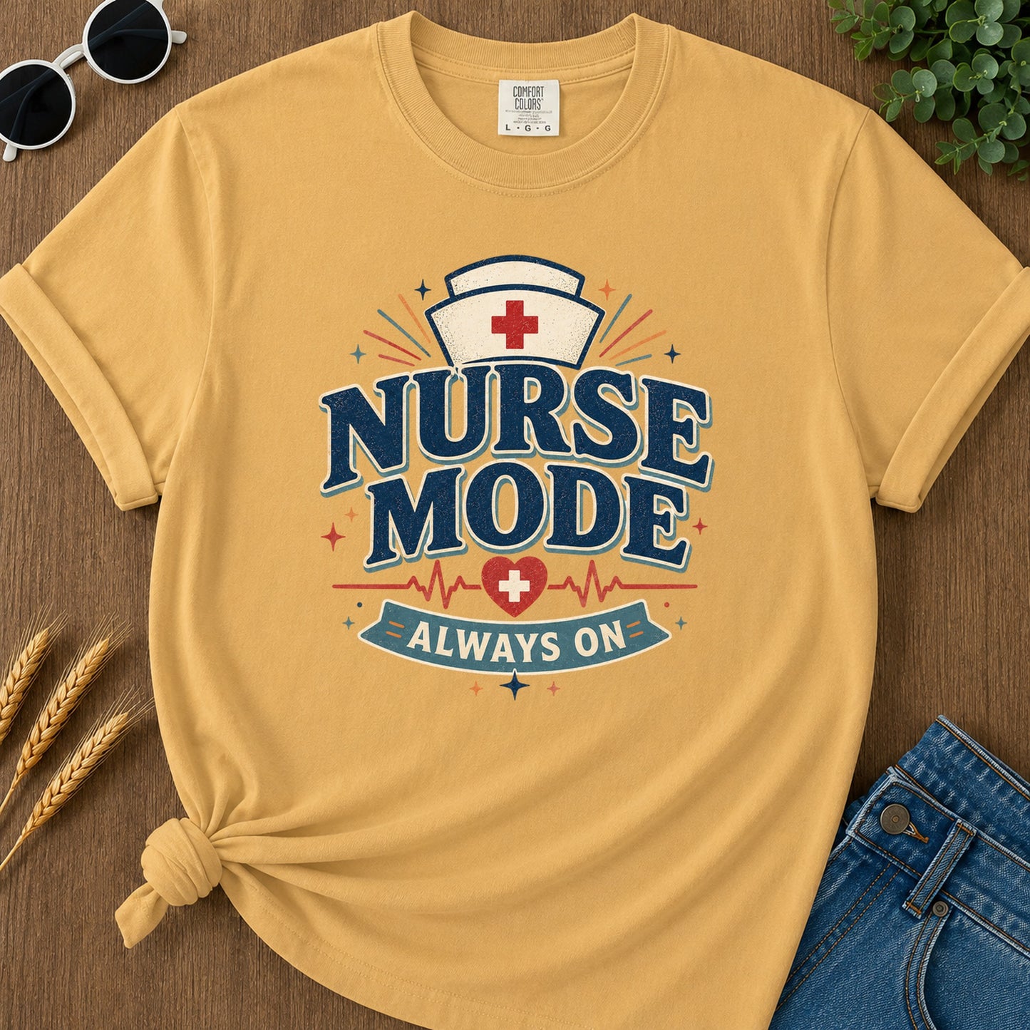 Nurse Mode T-Shirt - Mustard Mockup