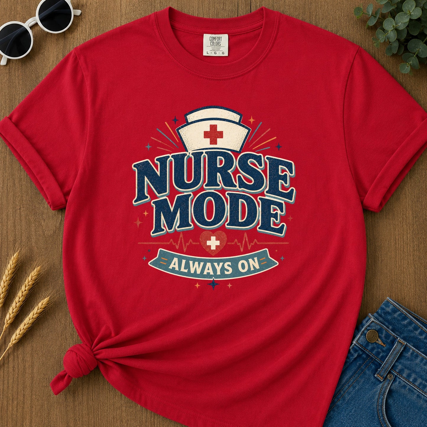 Nurse Mode T-Shirt - Red Mockup