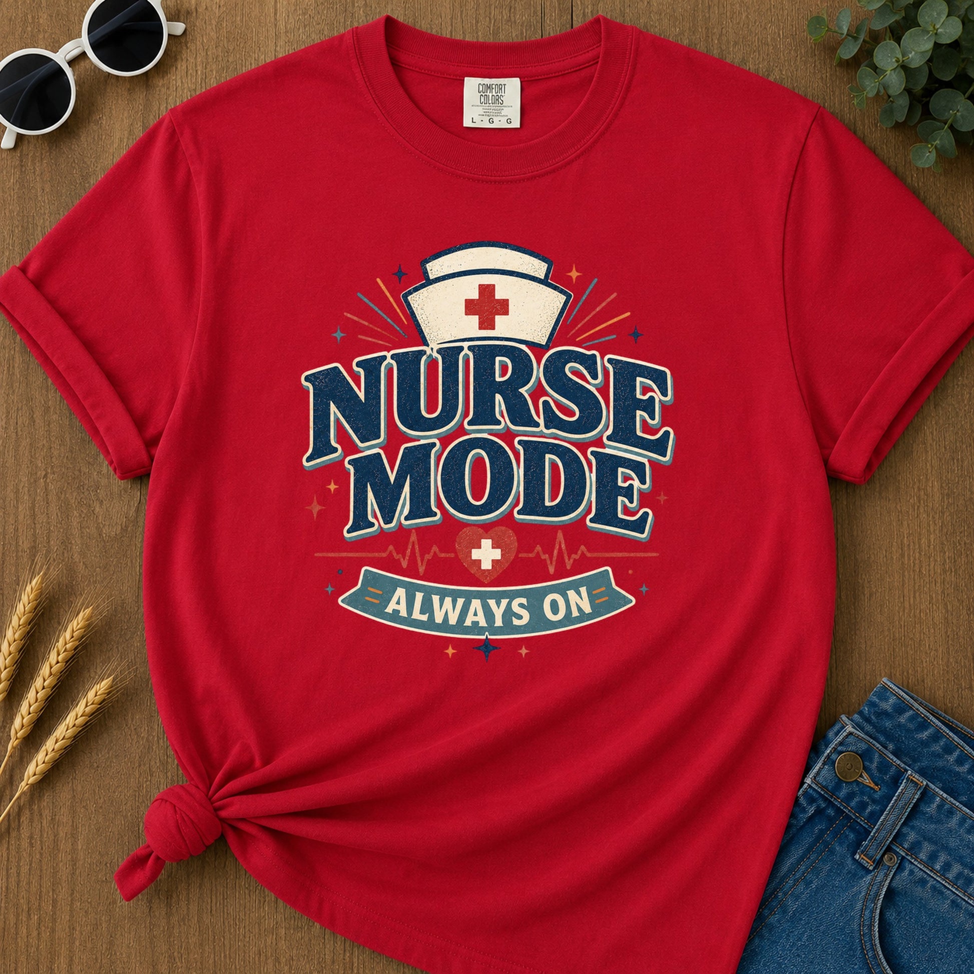 Nurse Mode T-Shirt - Red Mockup