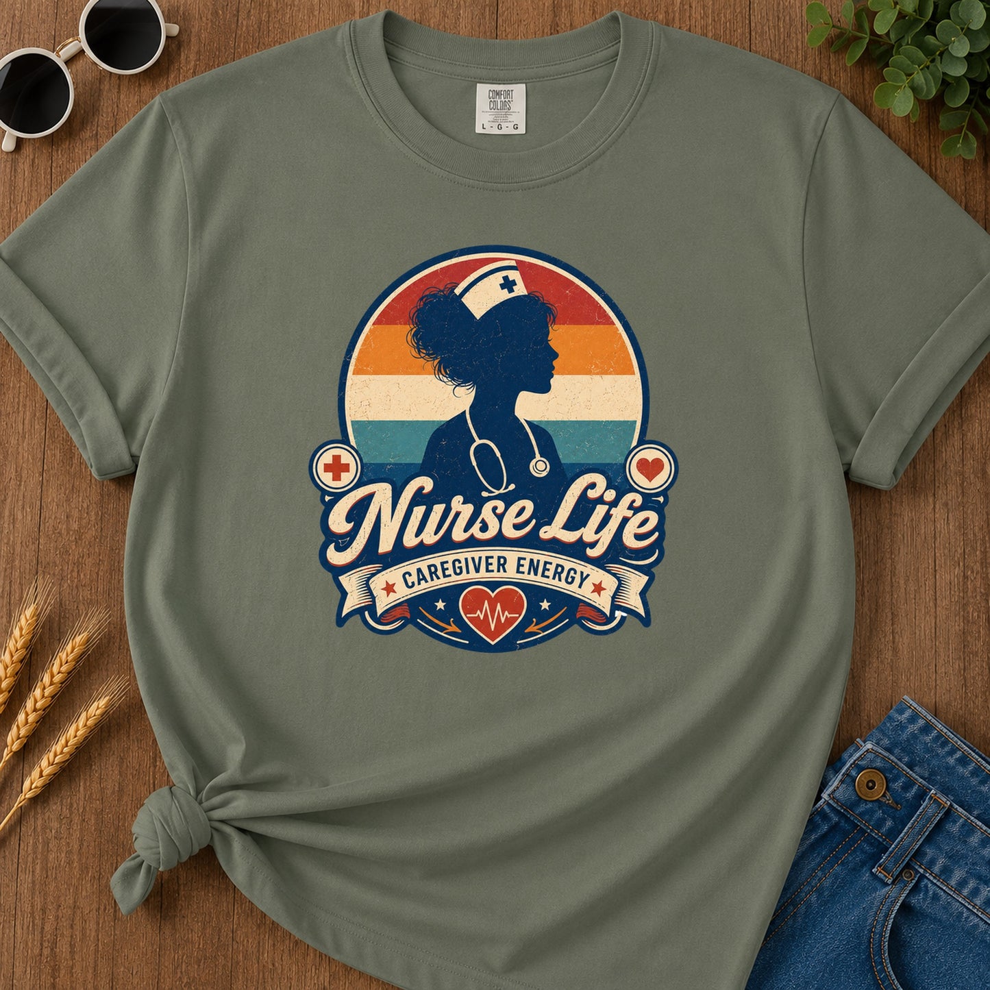 Caregiver Energy T-Shirt - Moss Mockup