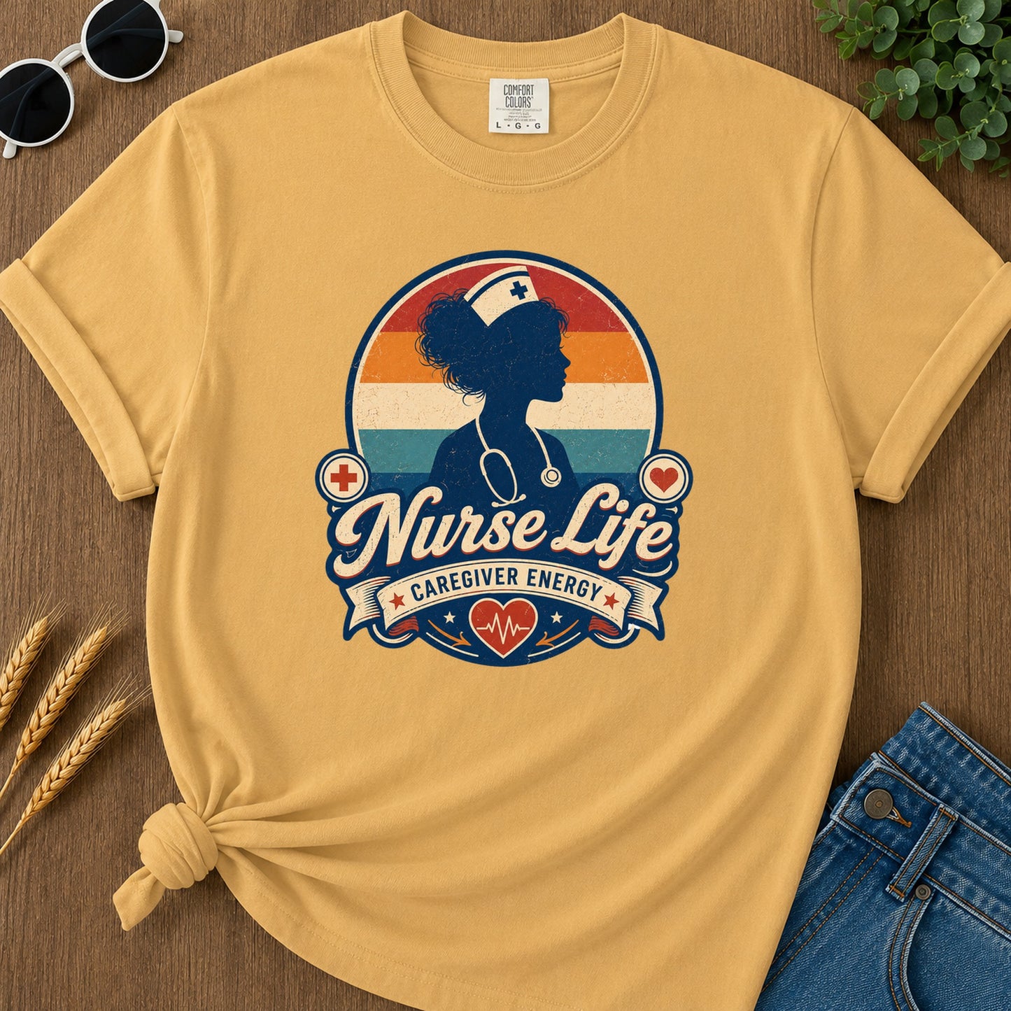 Caregiver Energy T-Shirt - Mustard Mockup