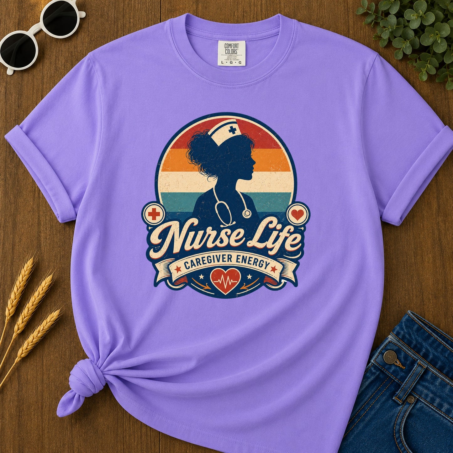 Caregiver Energy T-Shirt - Violet Mockup