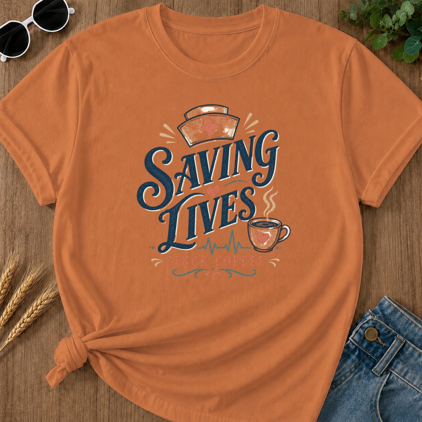 Saving Lives Since Coffee T-Shirt - Yam Mockup