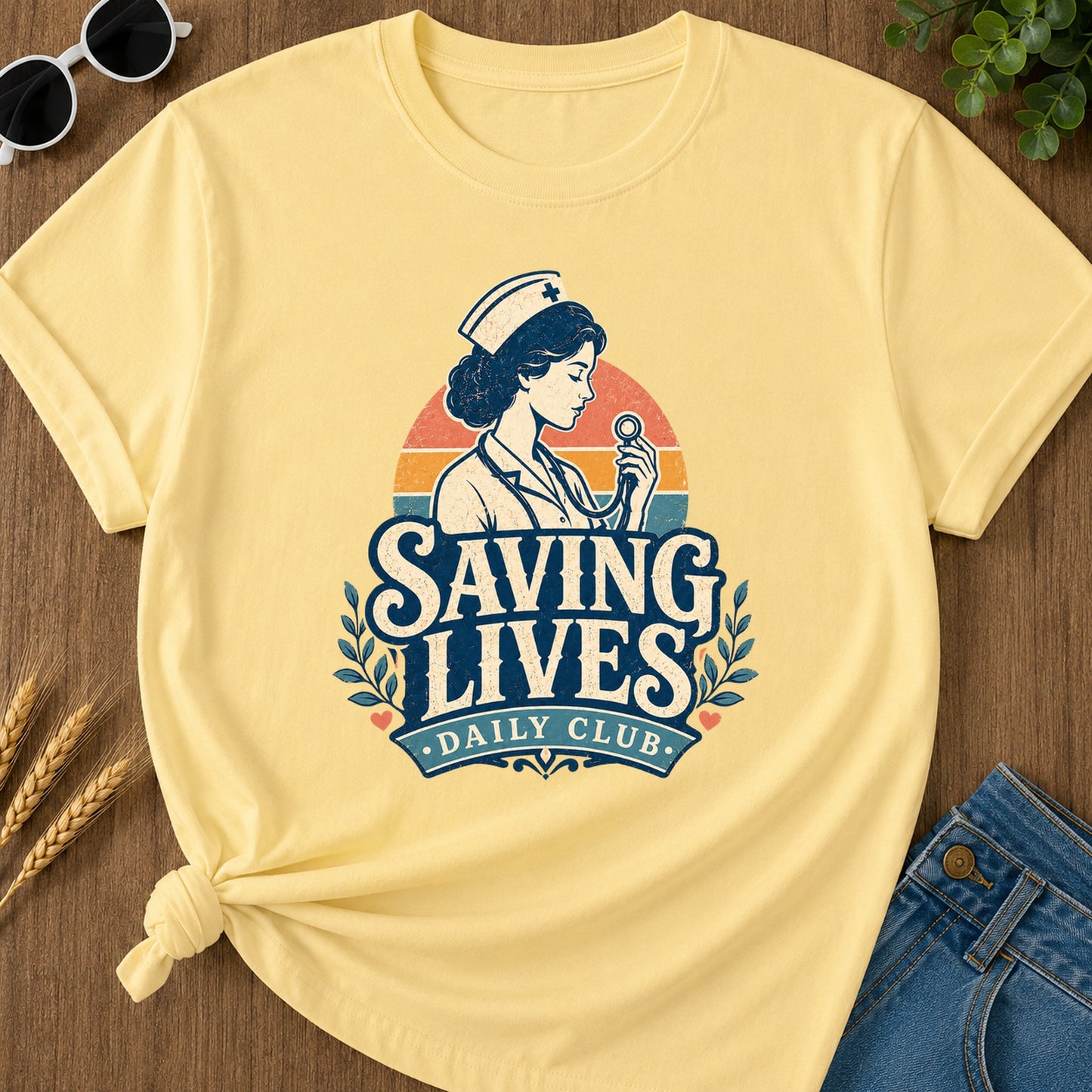 Saving Lives Daily Club T-Shirt - Butter Mockup