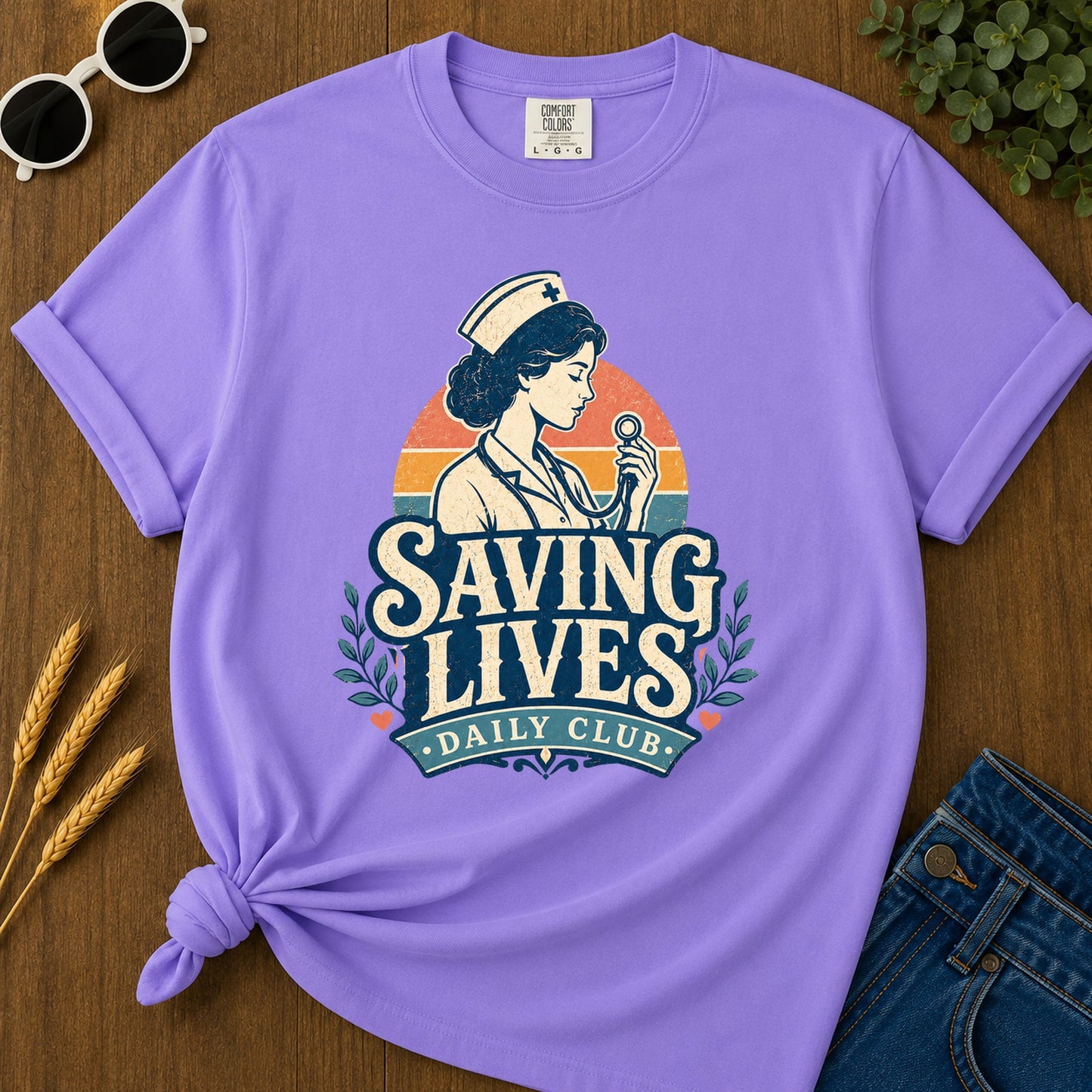 Saving Lives Daily Club T-Shirt - Violet Mockup