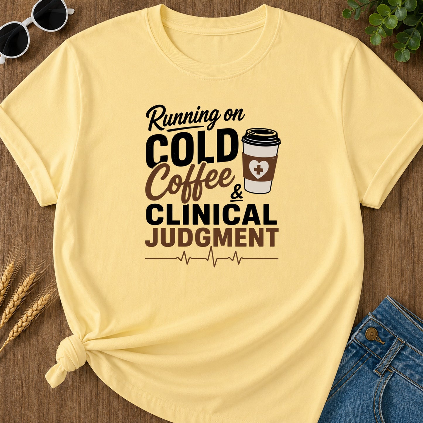 Cold Coffee Judgment T-Shirt - Butter Mockup