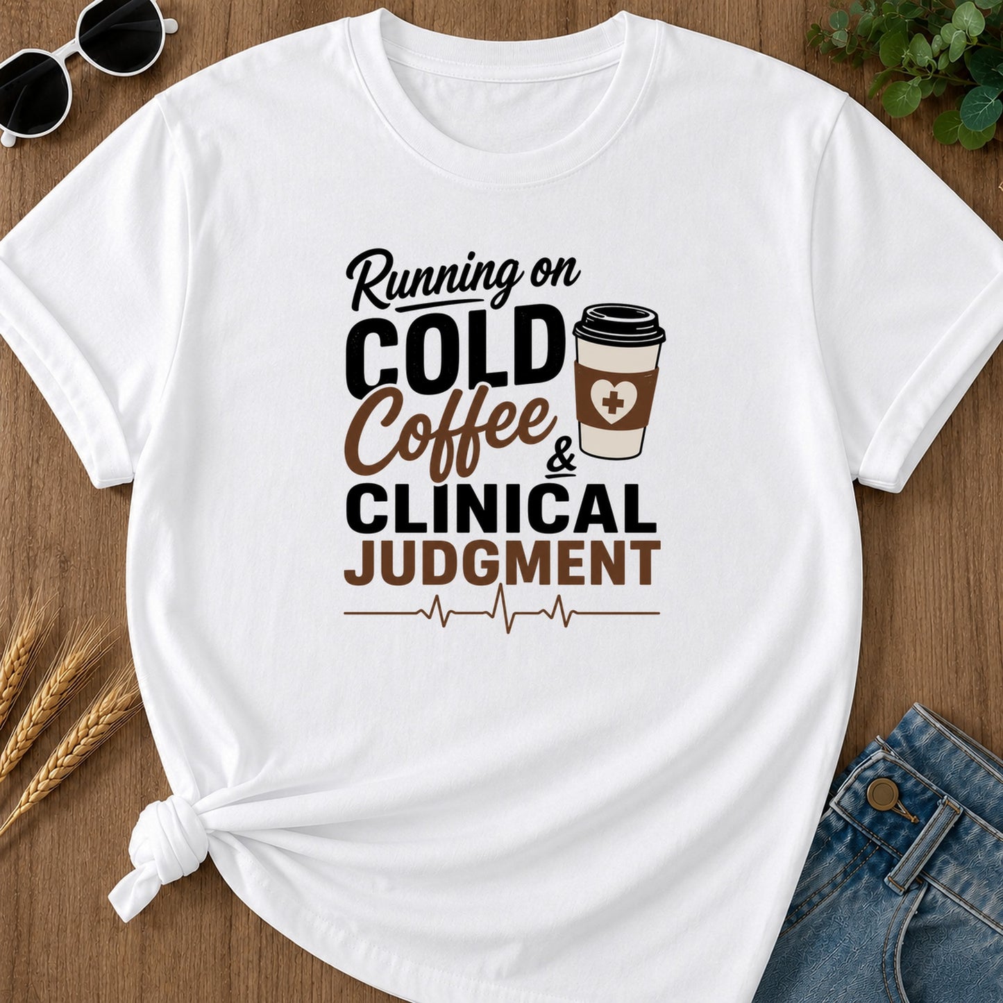 Cold Coffee Judgment T-Shirt - White Mockup