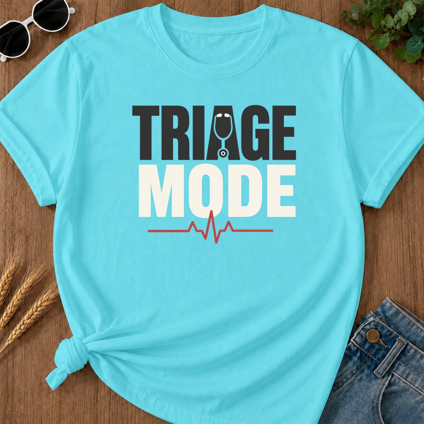 Triage Mode T-Shirt - Lagoon Blue Mockup