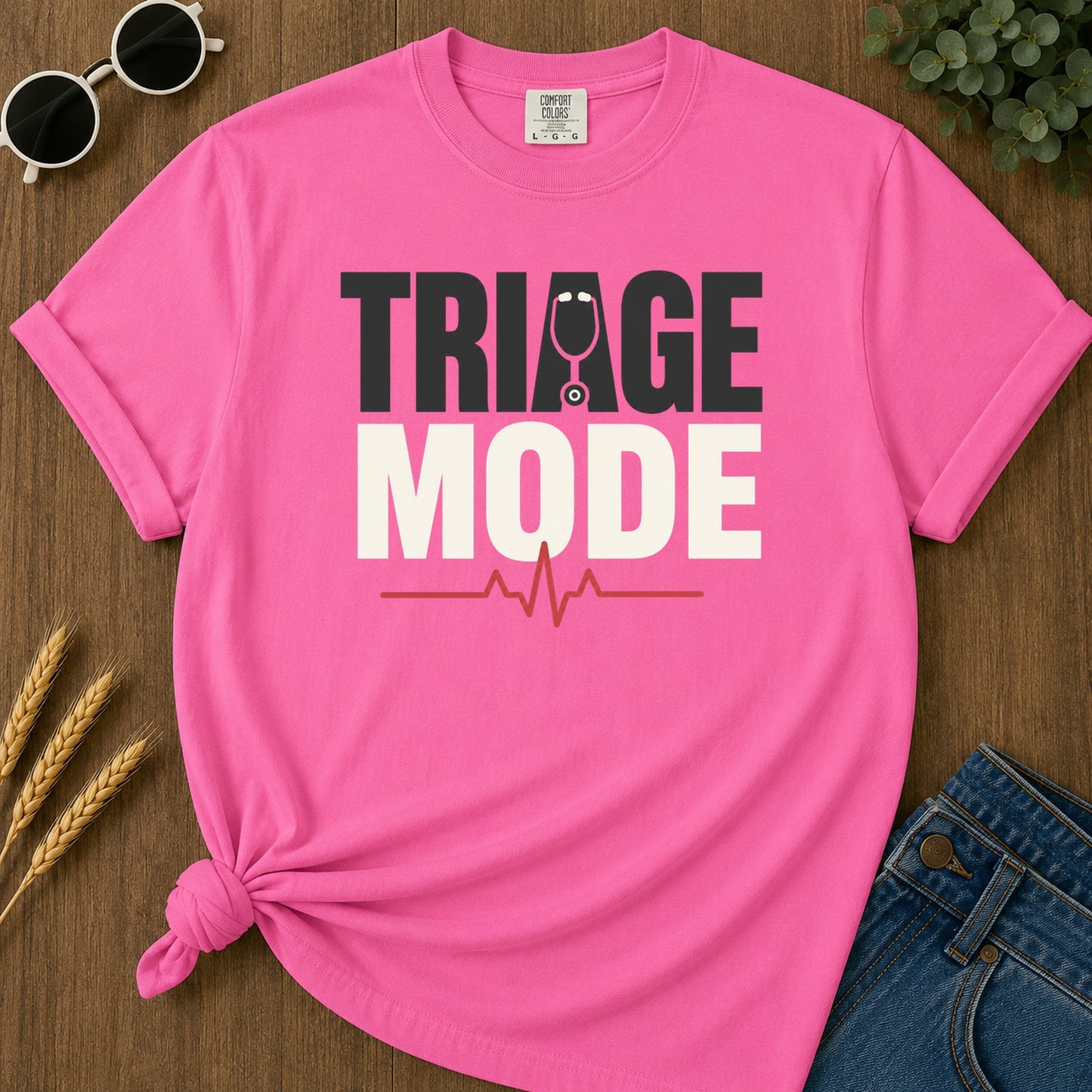 Triage Mode T-Shirt - Neon Pink Mockup