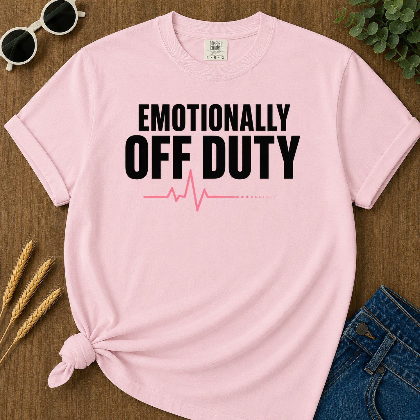 Emotionally Off Duty T-Shirt - Blossom Mockup