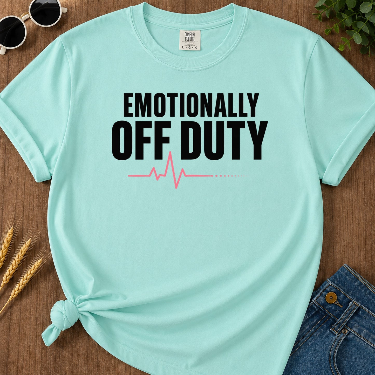 Emotionally Off Duty T-Shirt - Chalky Mint Mockup
