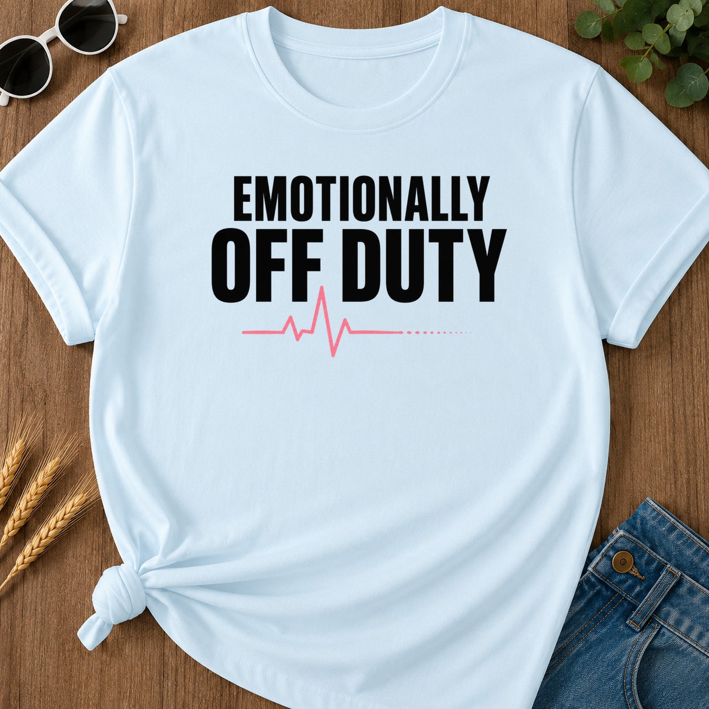 Emotionally Off Duty T-Shirt - Chambray Mockup