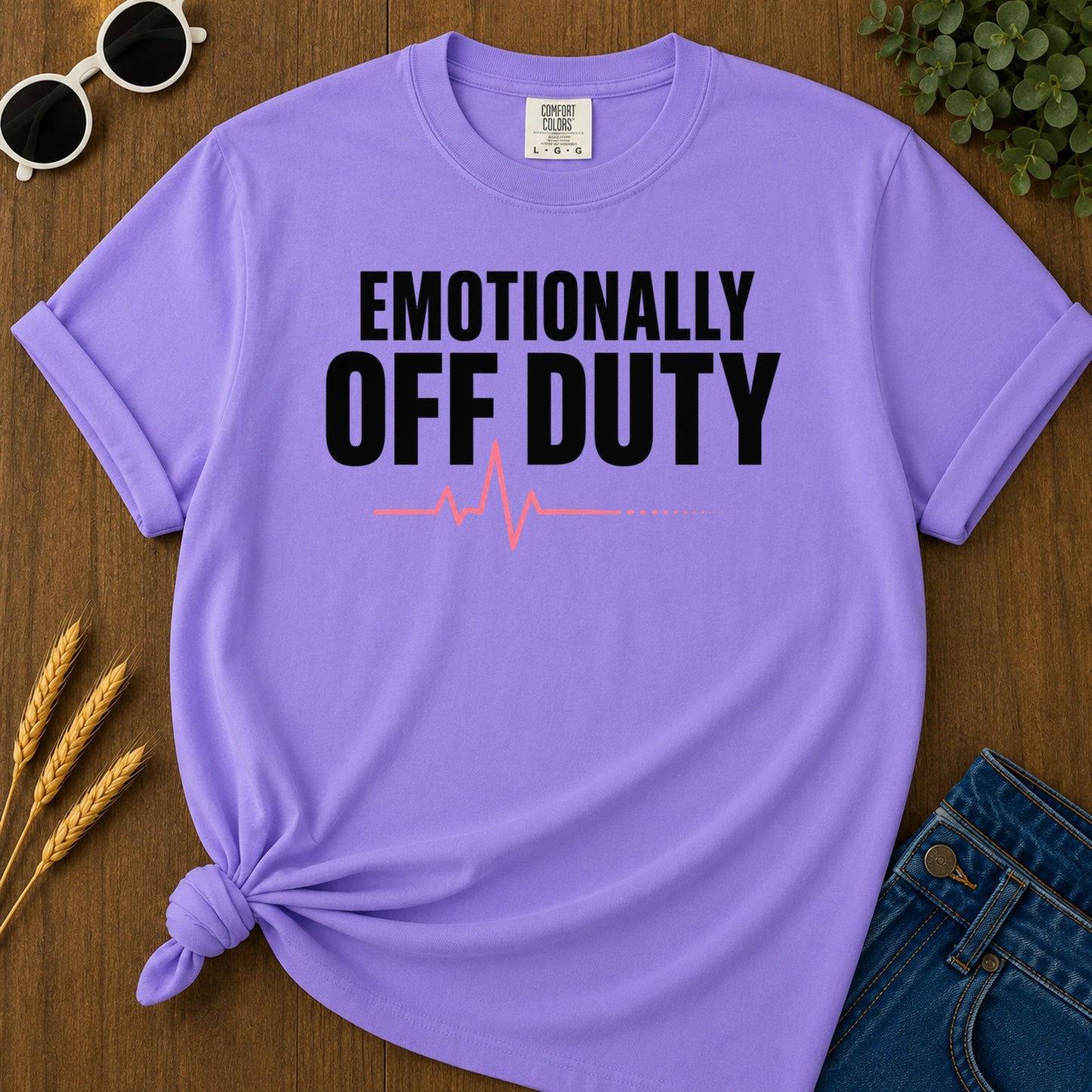 Emotionally Off Duty T-Shirt - Violet Mockup