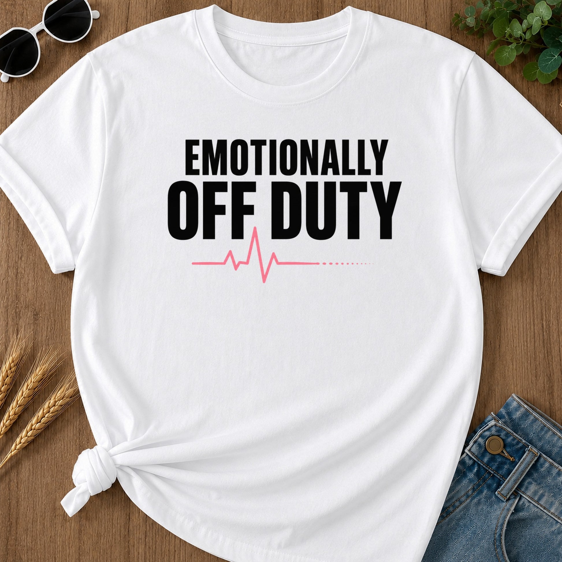 Emotionally Off Duty T-Shirt - White Mockup