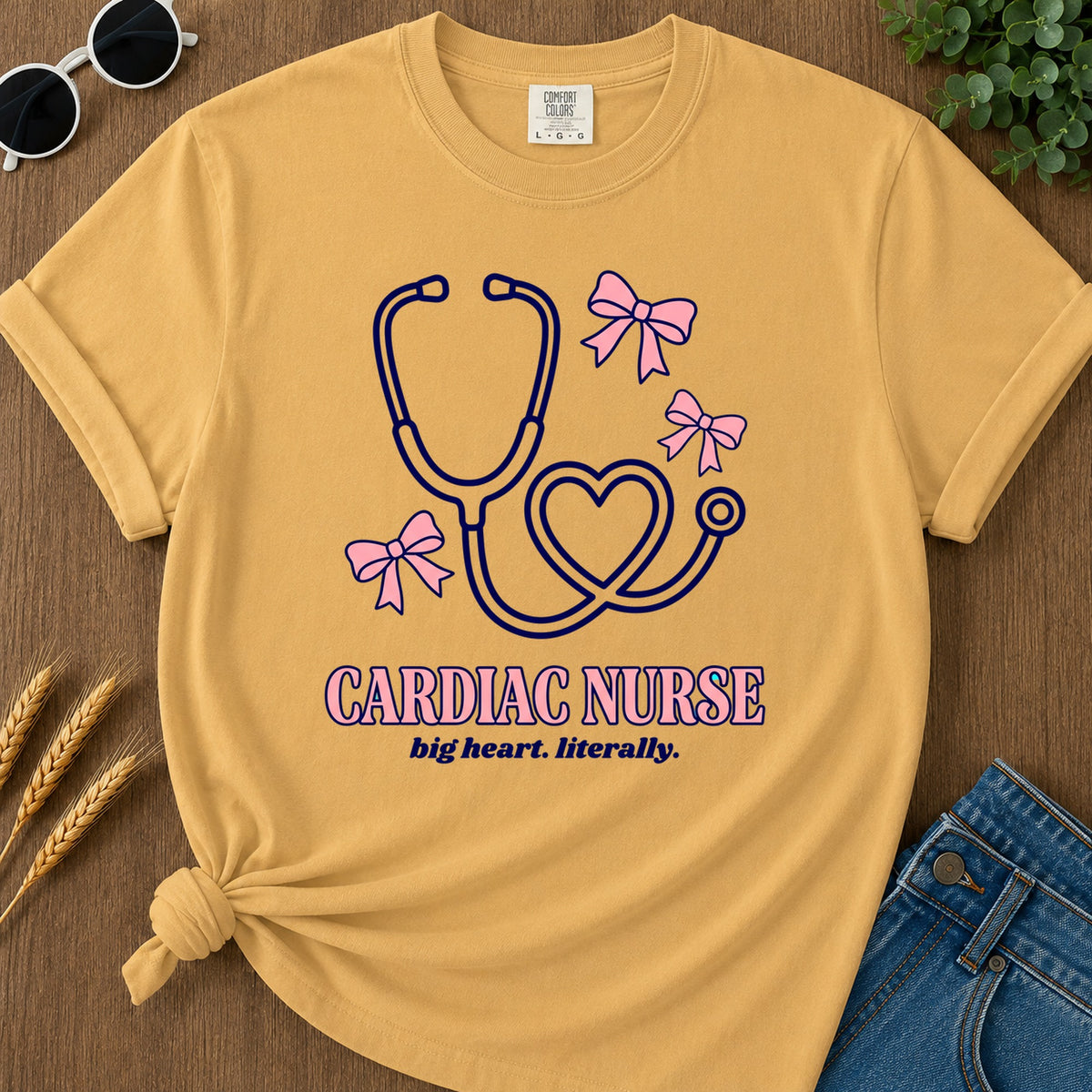 Cardiac Nurse T-Shirt - Mustard Mockup