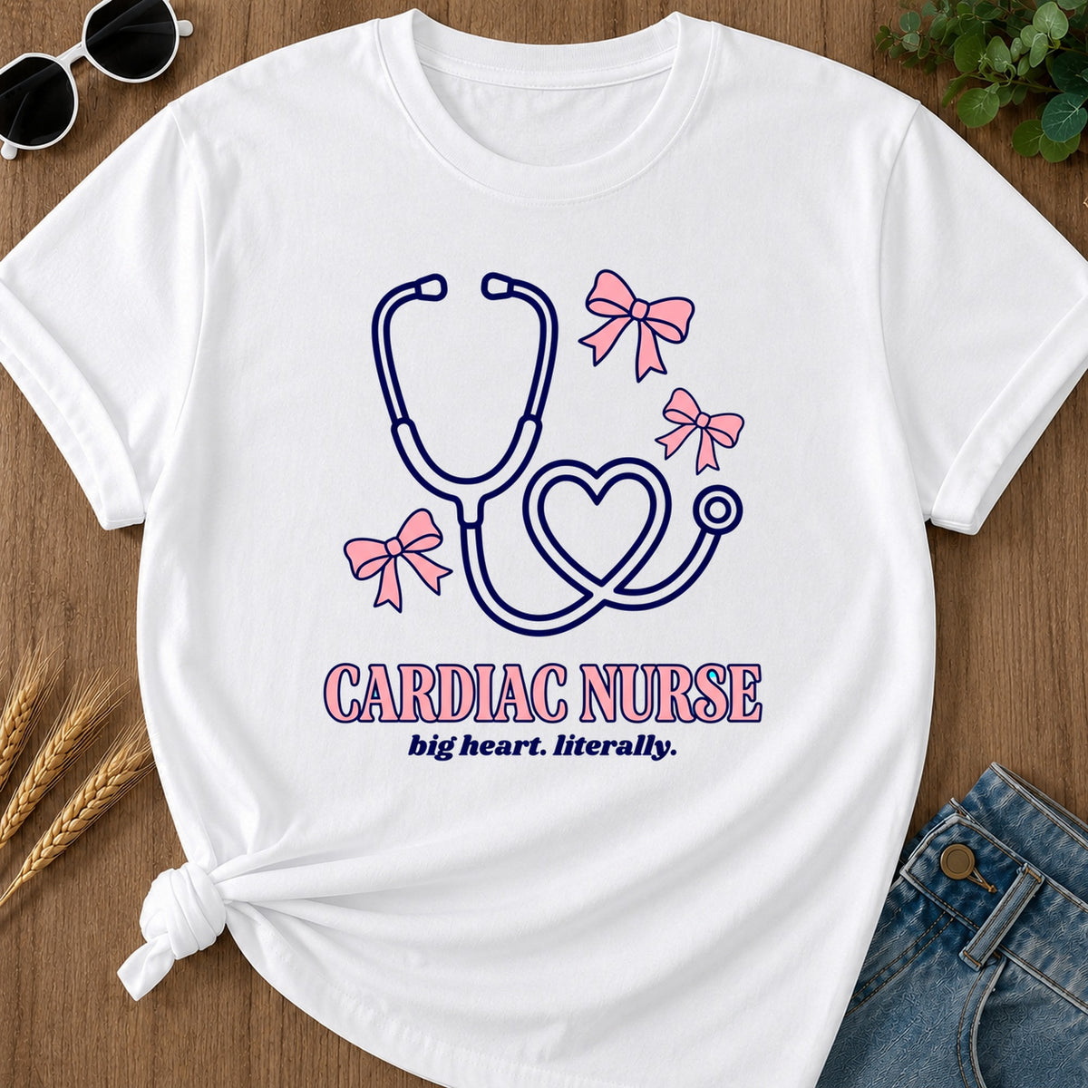 Cardiac Nurse T-Shirt - White Mockup