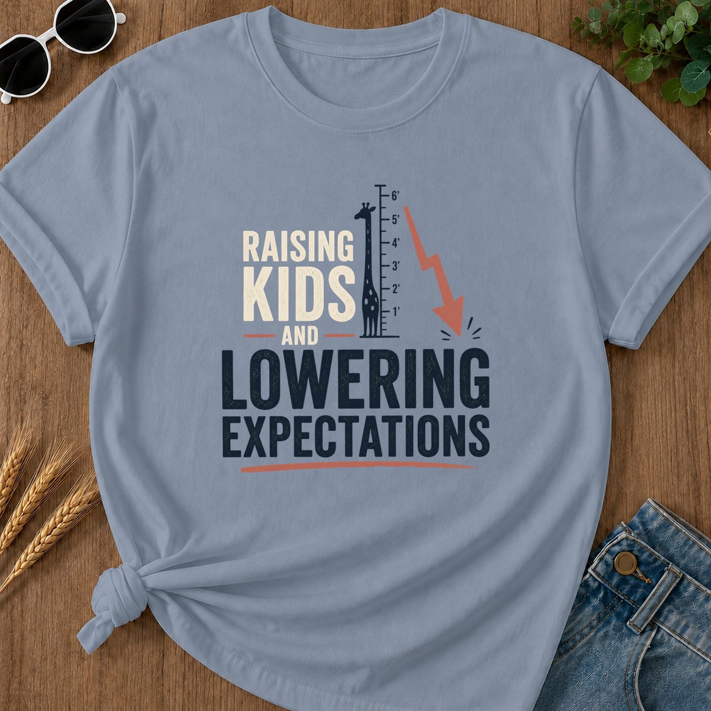 6 5 Raising 3 Me And Expectations T-Shirt - Blue Jean