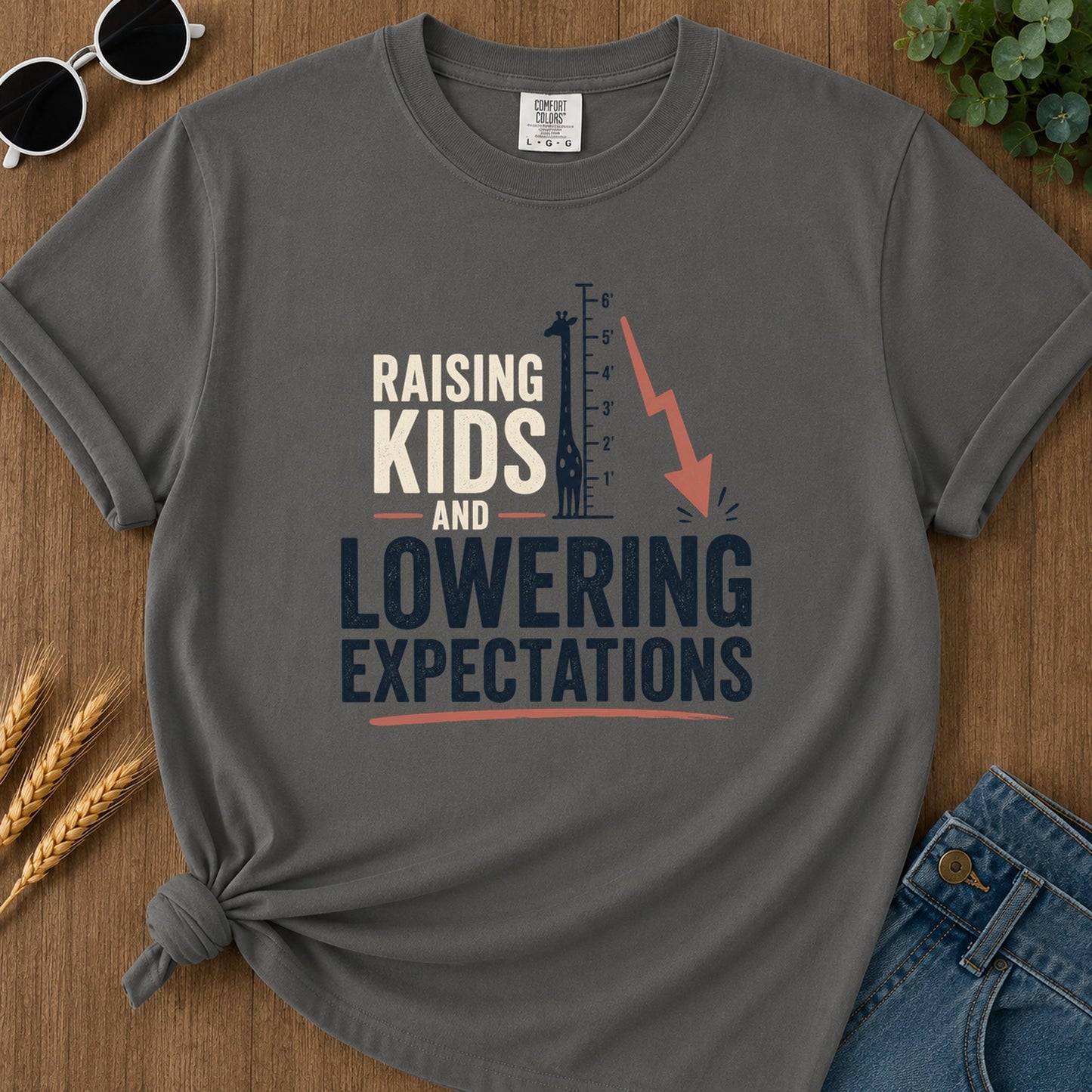 6 5 Raising 3 Me And Expectations T-Shirt - Pepper