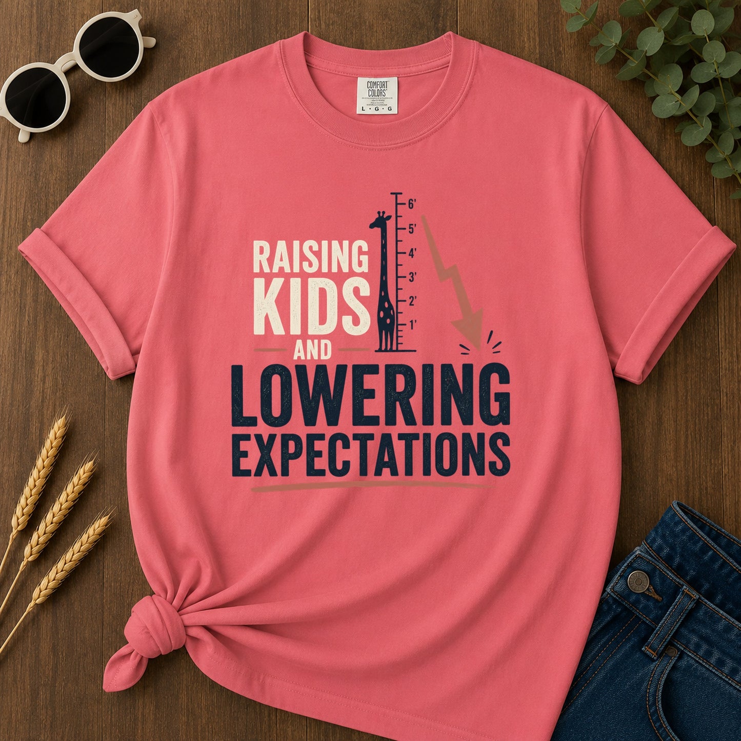6 5 Raising 3 Me And Expectations T-Shirt - Watermelon