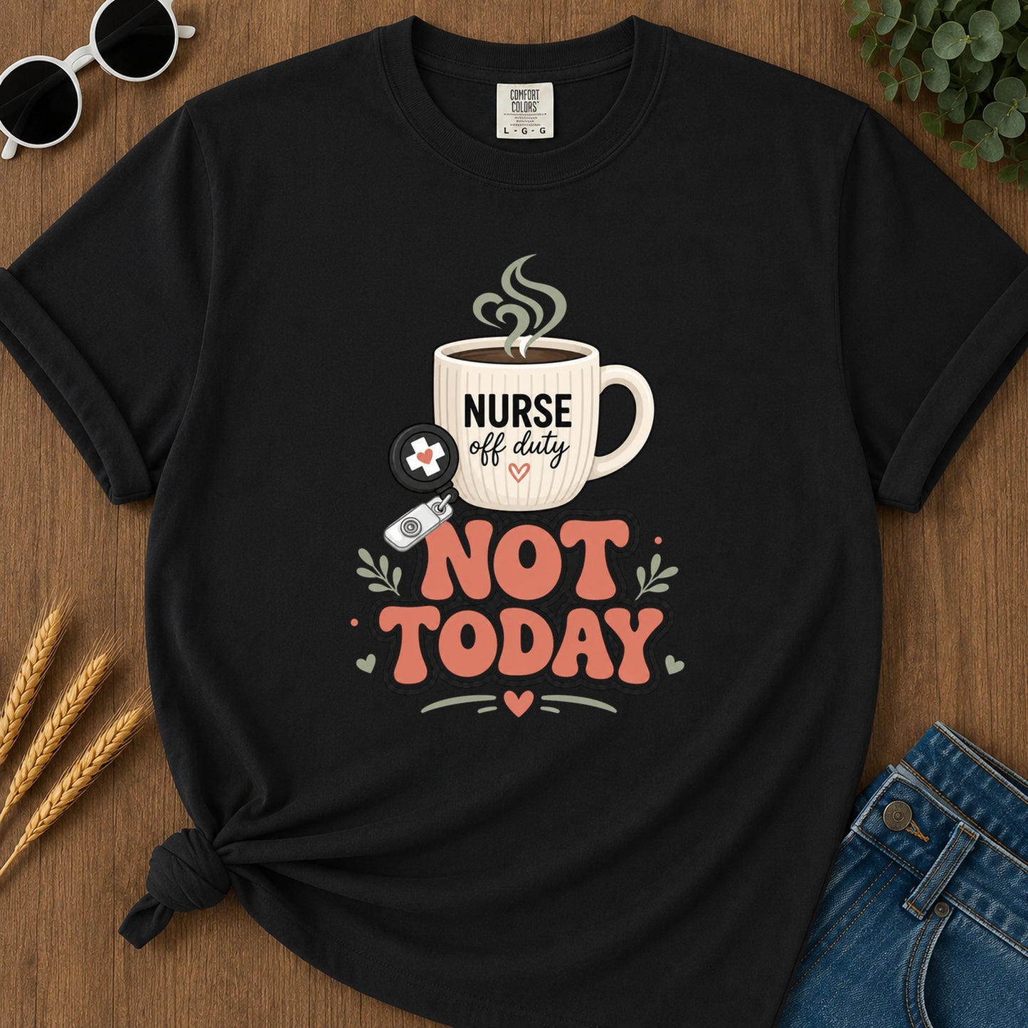Not Today Coral T-Shirt - Black Mockup