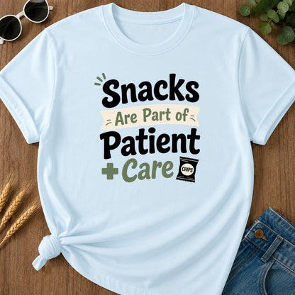Snacks Patient Care T-Shirt - Chambray Mockup