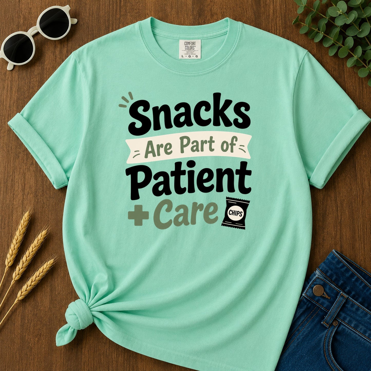 Snacks Patient Care T-Shirt - Island Reef Mockup