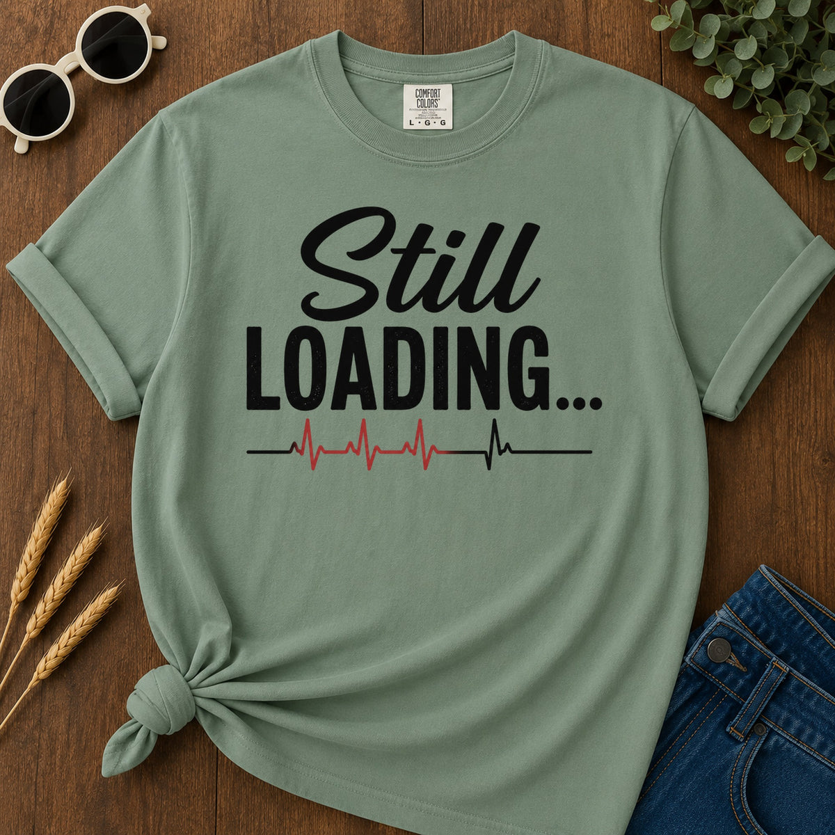 Still Loading T-Shirt - Light Green Mockup