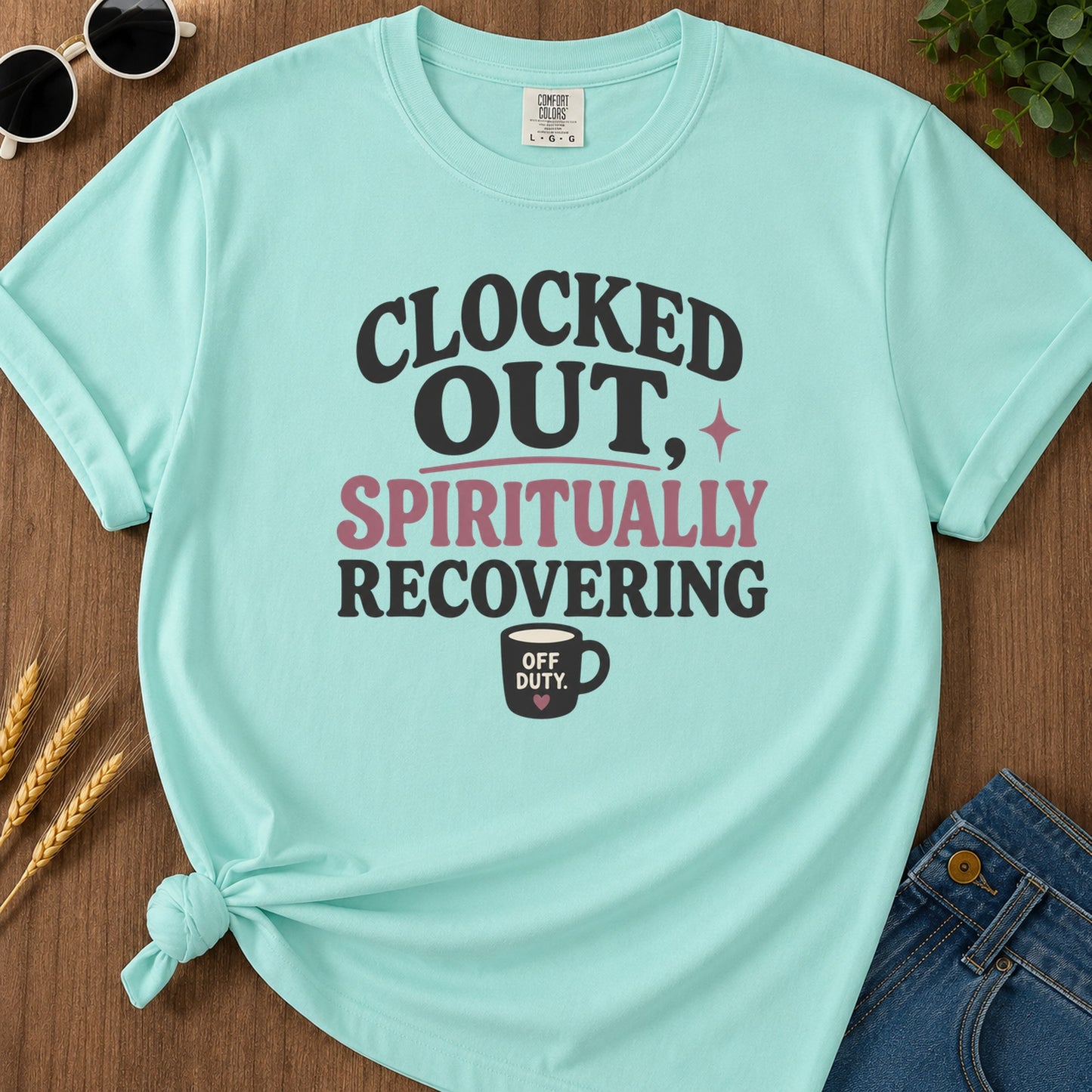 Spiritually Recovering T-Shirt - Chalky Mint Mockup