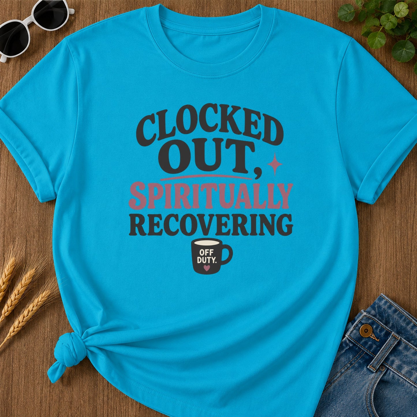 Spiritually Recovering T-Shirt - Sapphire Mockup