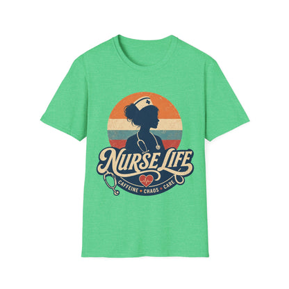 Nurse Life Caffeine Chaos Care T-shirt