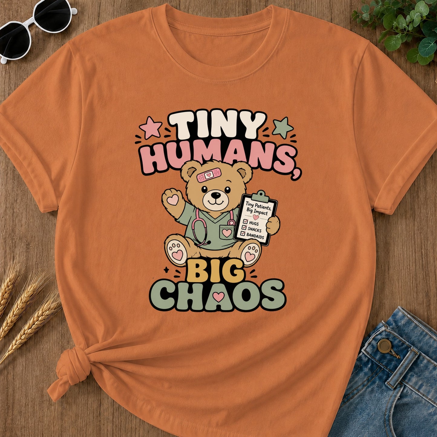 Tiny Humans Big Chaos T-Shirt - Yam Mockup