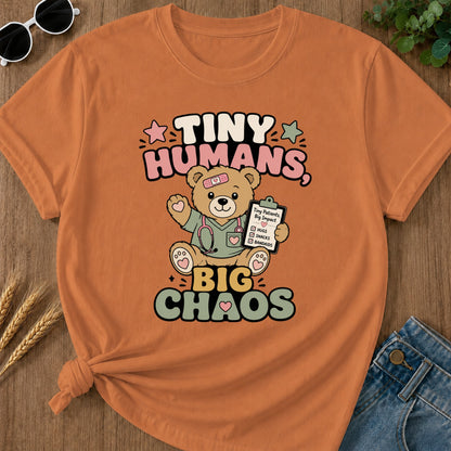 Tiny Humans Big Chaos T-Shirt - Yam Mockup