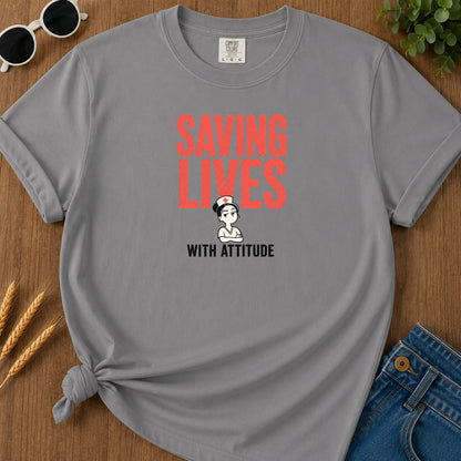 Saving Lives T-Shirt - Grey Mockup