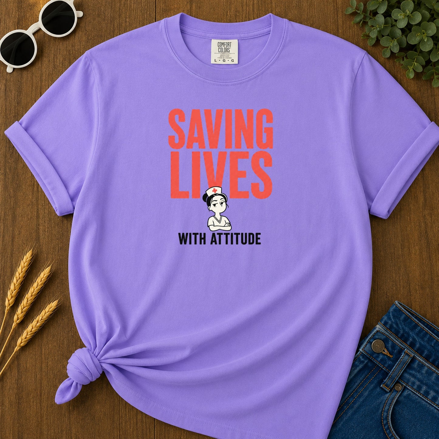 Saving Lives T-Shirt - Violet Mockup