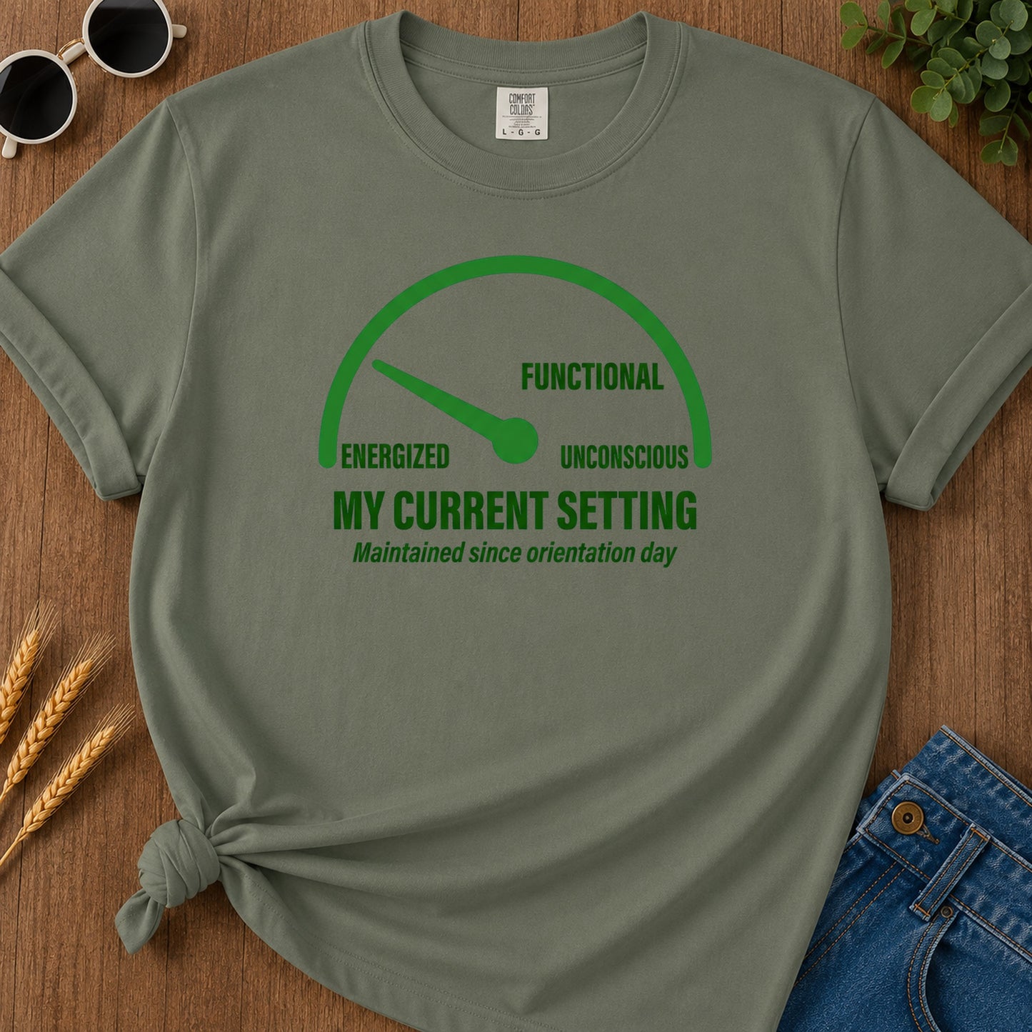 Current Setting T-Shirt - Moss Mockup